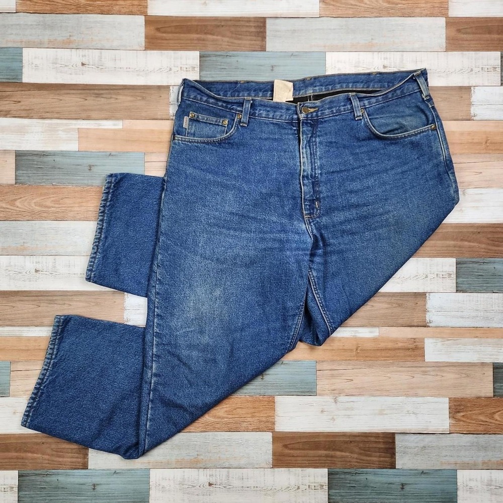 Carhartt Mens Relaxed Fit Fleece Lined Denim Jeans Medium Wash‎ Blue 40x30